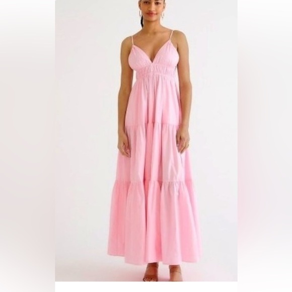 Jcrew Oahu V-neck tiered dress in pink, NWT, size M - Picture 1 of 9
